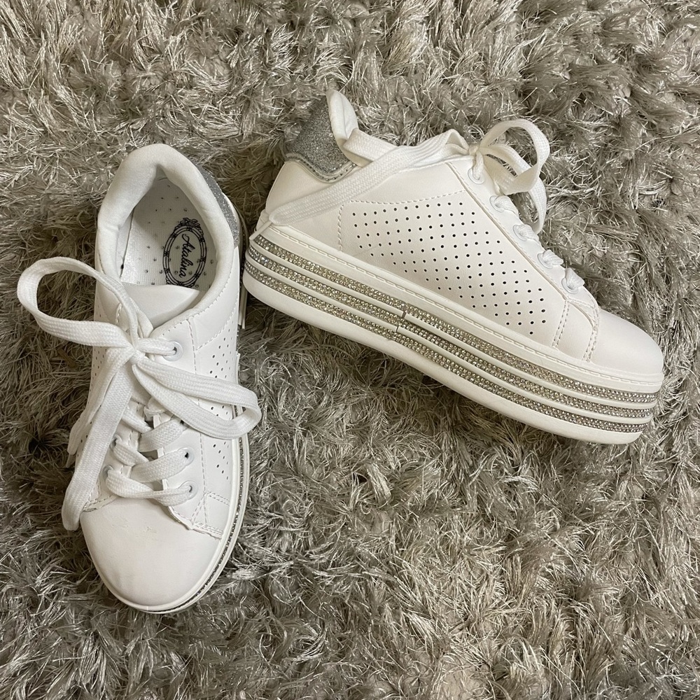 White rhinestone sneakers